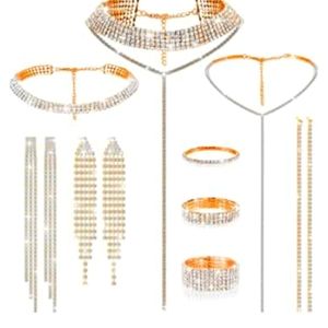 3 Set  Rhinestone Necklace, Earrings & Bracelet Jewelry NWT